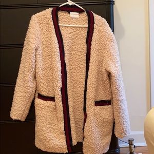 Open Front Sherpa Cardigan with Pockets